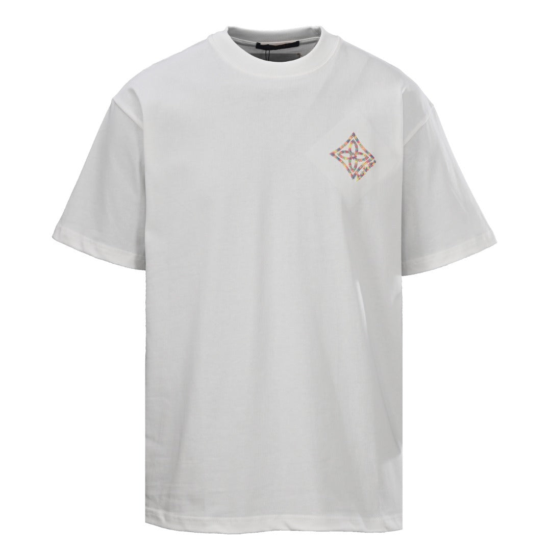 Louis Vuitton Multicolor Diamond Monogram Short-Sleeve T-Shirt in White