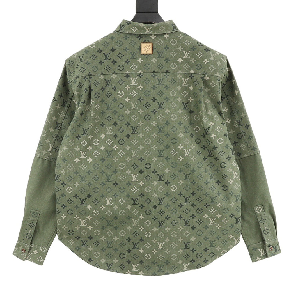 Louis Vuitton LV Monogram Denim Print Contrast Sleeve Overshirt Jacket