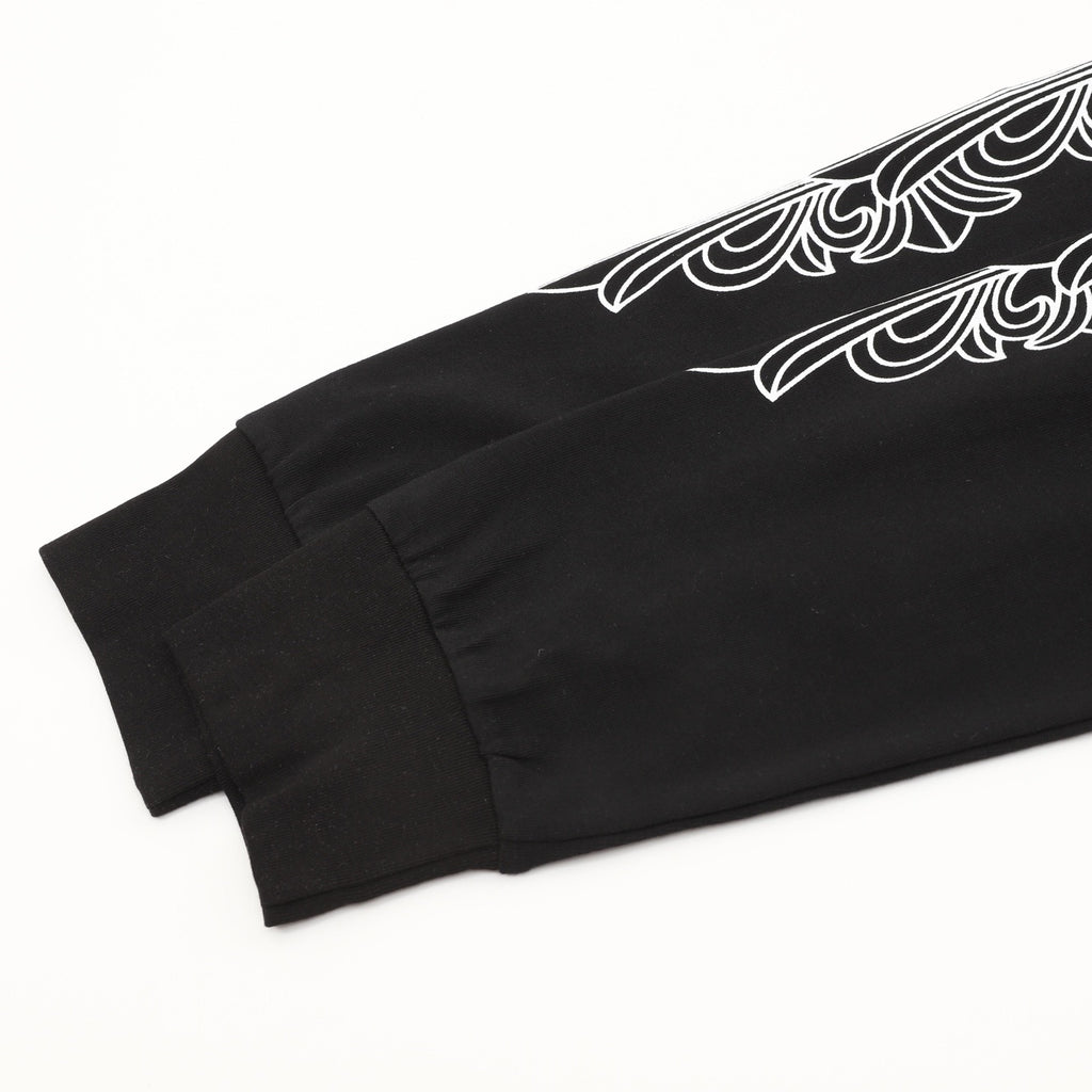 Chrome Hearts Floral Vine Sleeve Long-Sleeve Tee — Black, Red Banner Logo