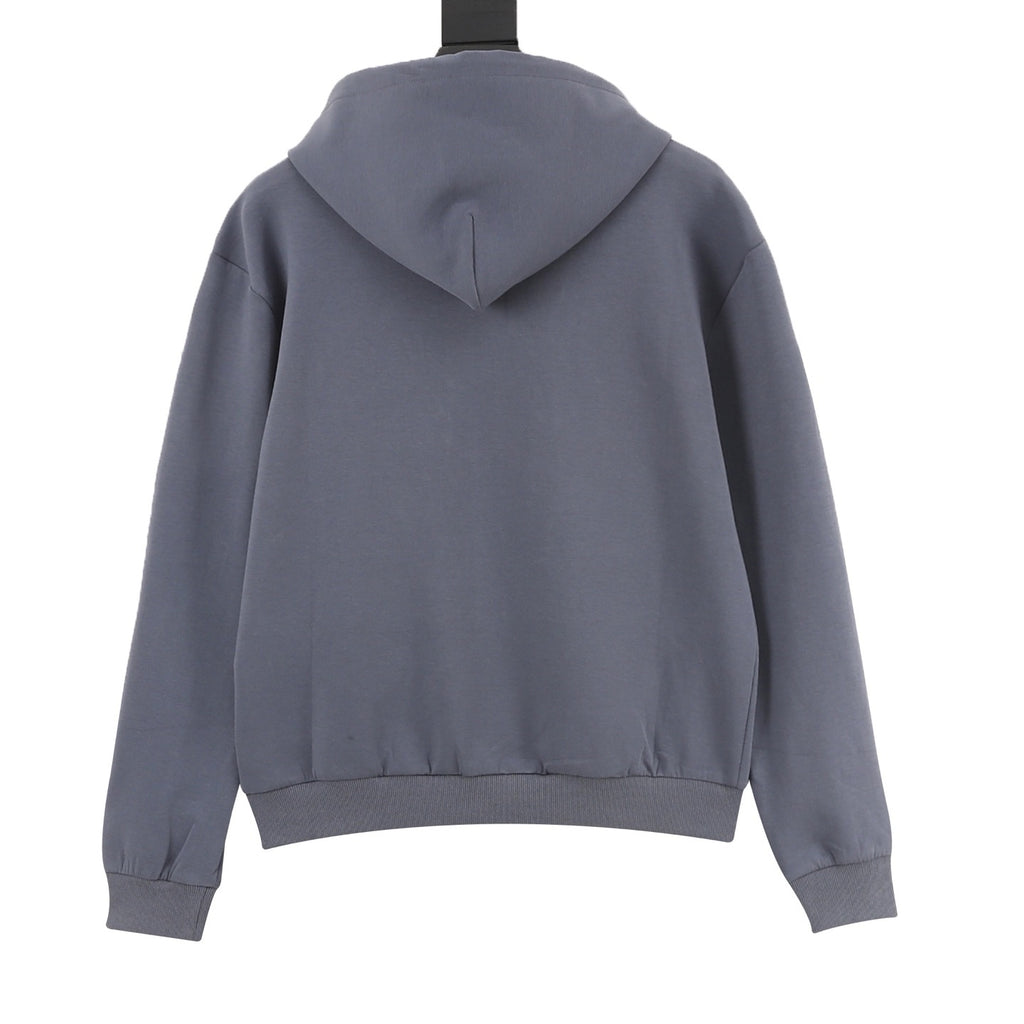 Louis Vuitton LV Two-Tone Embroidered Zip-Up Hoodie | Slate Blue Gold Hardware Luxury Sweatshirt