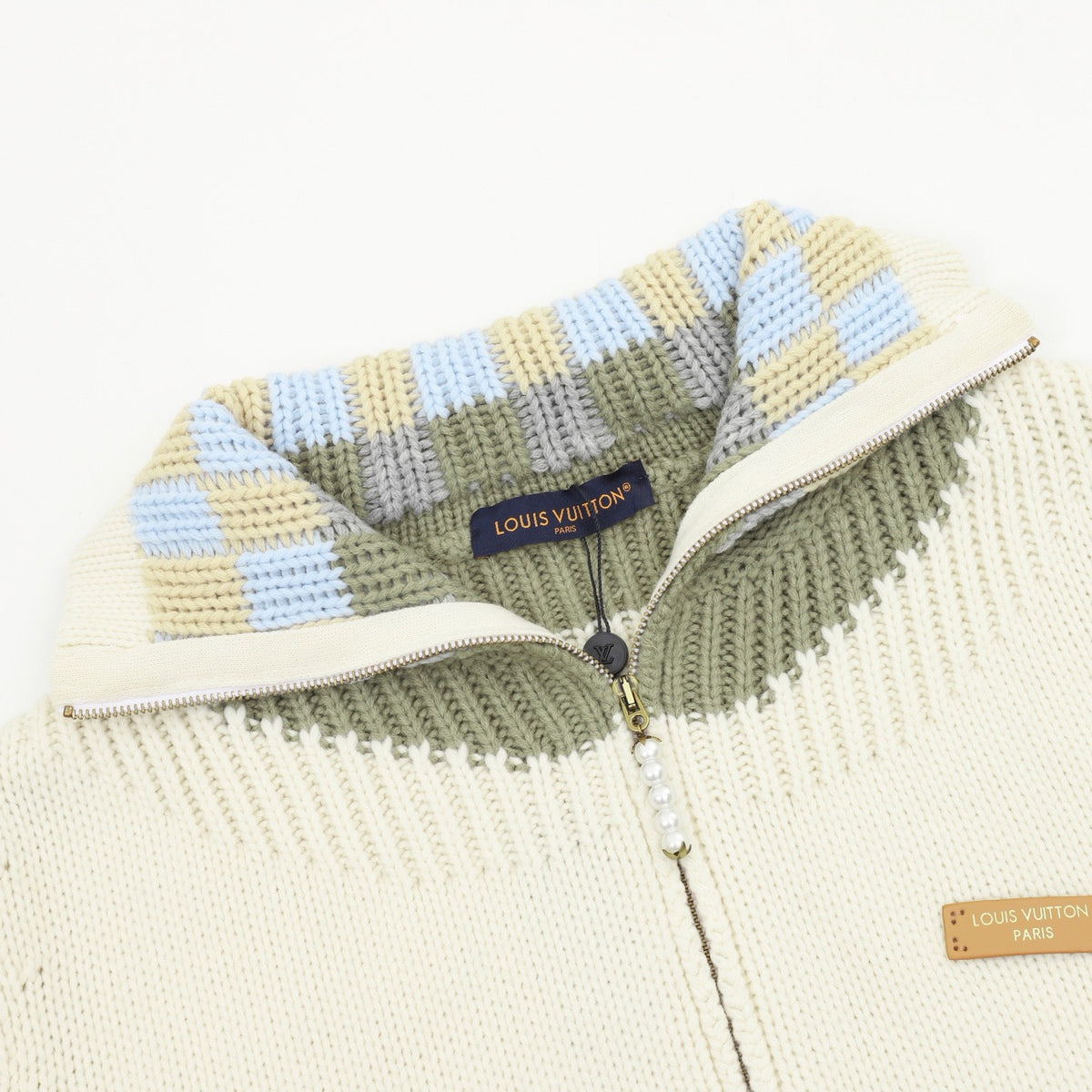Louis Vuitton Women's & Men's Off-White Full-Zip Knit Cardigan