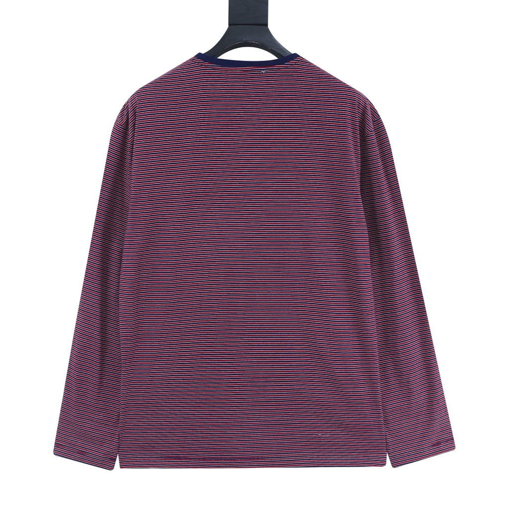Miu Miu Women's Men's Red & Navy Striped Long-Sleeve Henley Top