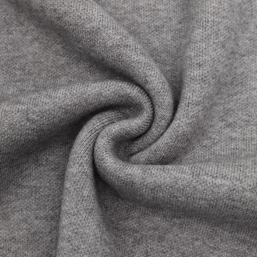 Miu Miu Small Logo Half-Zip Stand Collar Knit Sweater | Light Grey Relaxed Luxury Knitwear