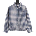 Miu Miu Blue Plaid Embroidered Logo Shirt Jacket | Elastic Hem Preppy Casual Outerwear