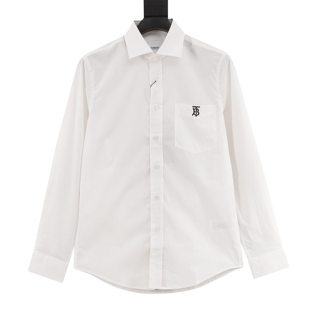 Burberry TB Monogram Embroidered Concealed Placket Long-Sleeve Shirt