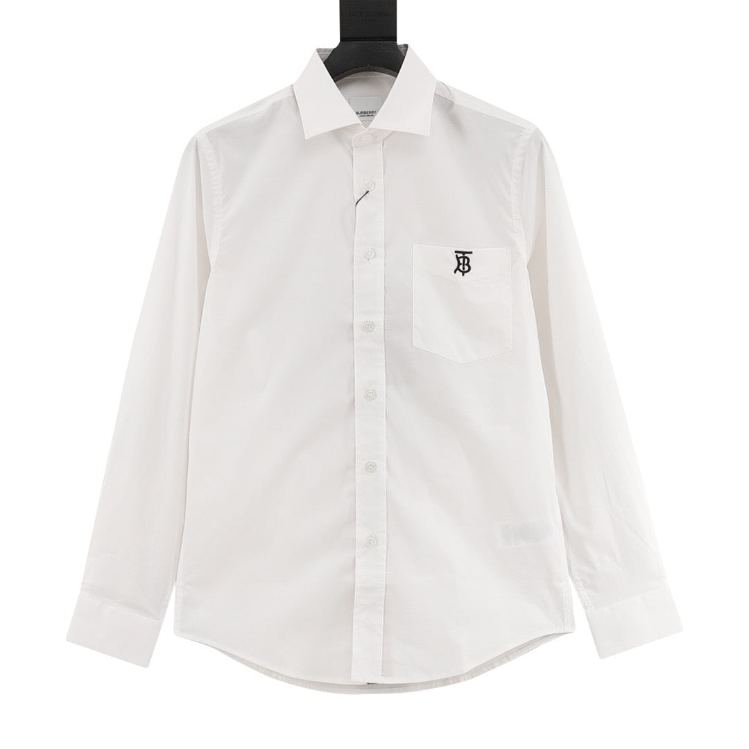 Burberry TB Monogram Embroidered Concealed Placket Long-Sleeve Shirt