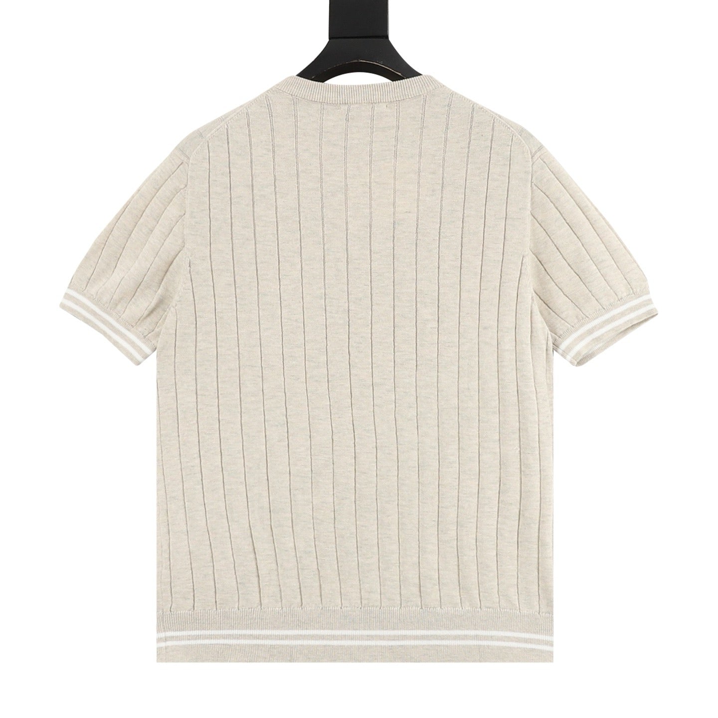 Brunello Cucinelli Striped Patchwork Knit Short-Sleeve Top
