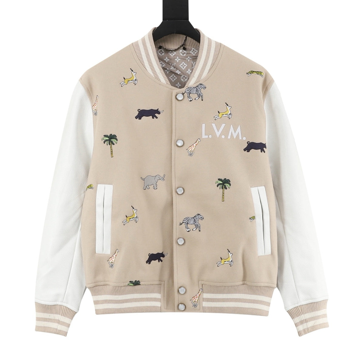 Louis Vuitton Women's / Men's Animal Embroidered Varsity Jacket in Beige