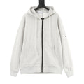 Stone Island Sleeve Patch Hooded Zip-Up Jacket | White Contrast Zip Casual Outerwear