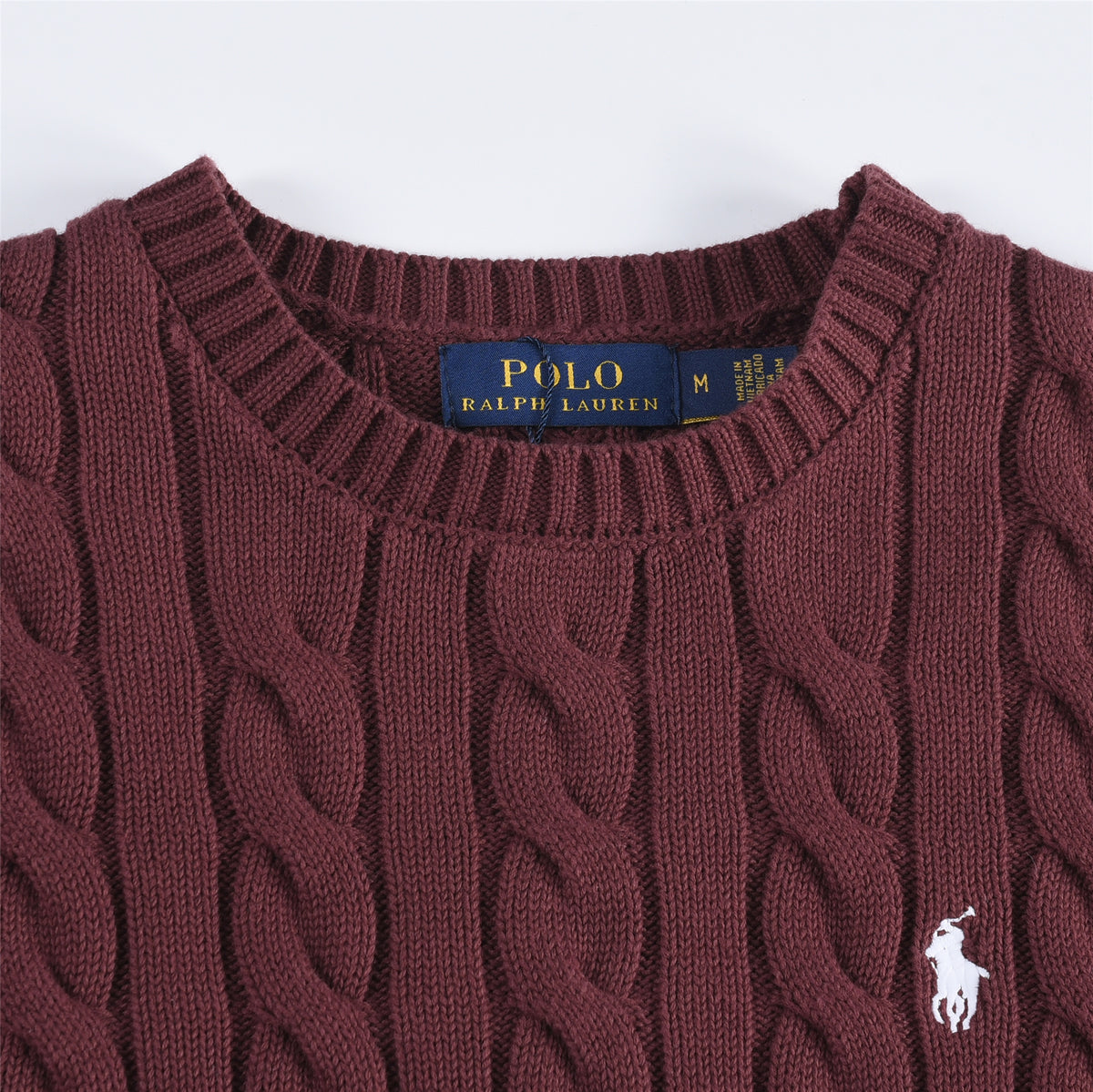 Polo Ralph Lauren Women's Men's Burgundy Cable Knit Crewneck Sweater