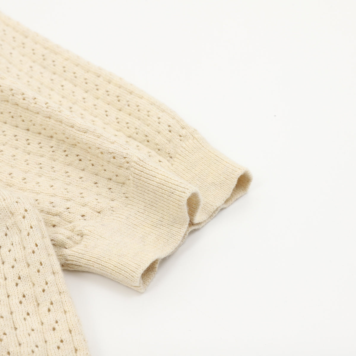 Loro Piana Openwork Knit Short-Sleeve Polo in Cream