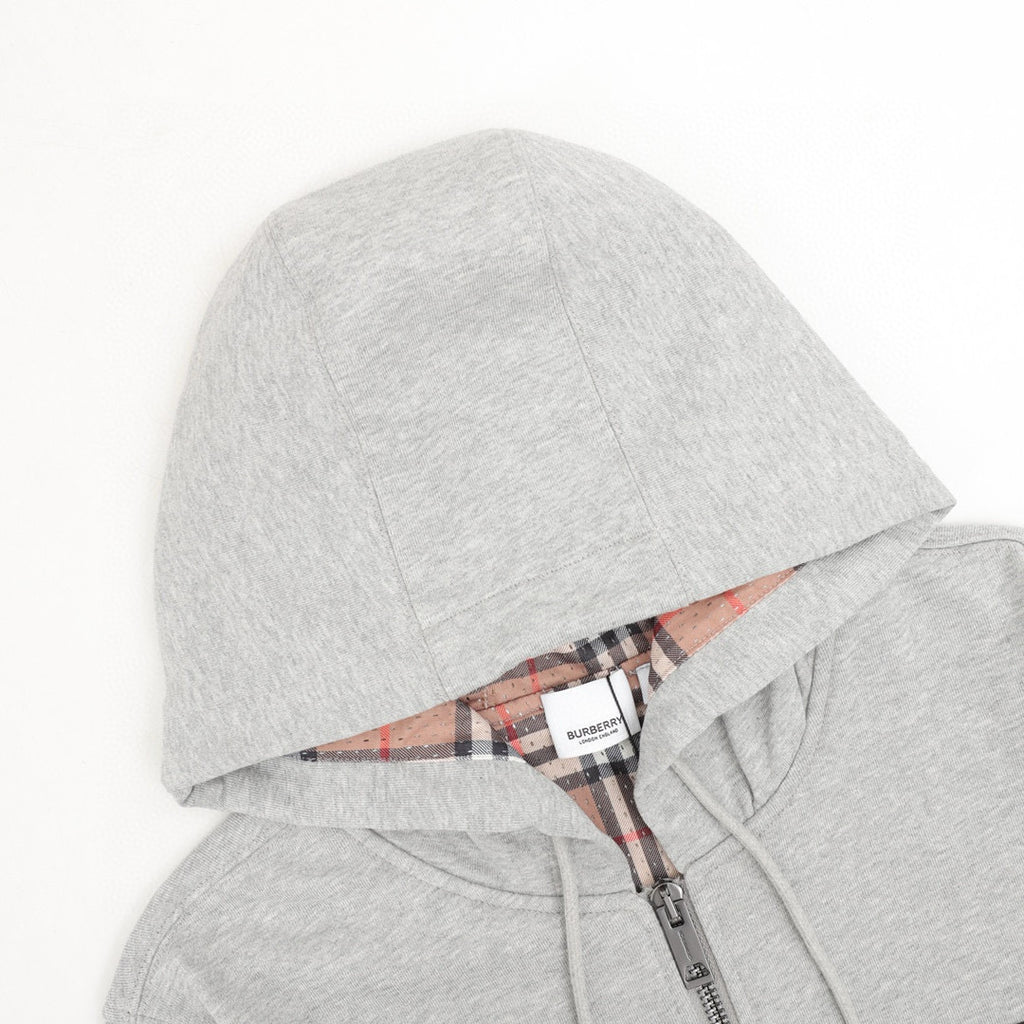 Burberry London England Label Vintage Check-Lined Zip-Up Hoodie