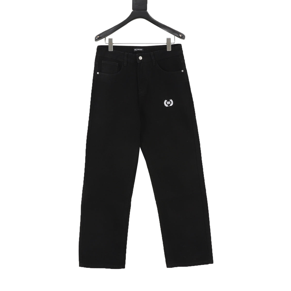 Balenciaga Women's & Men's Black BB Logo Wide-Leg Denim Jeans
