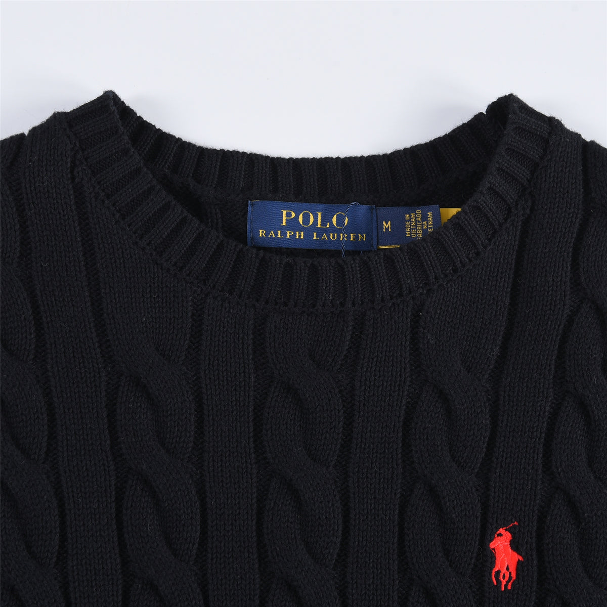 Polo Ralph Lauren Women's Men's Black Cable Knit Crewneck Sweater