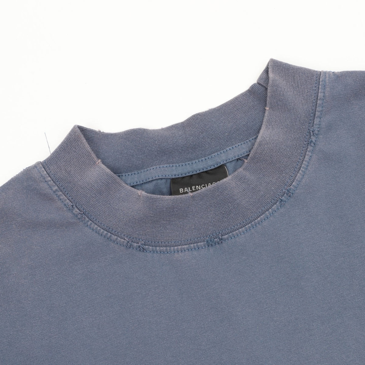 Balenciaga Women's Men's Slate Blue Logo Long-Sleeve T-Shirt