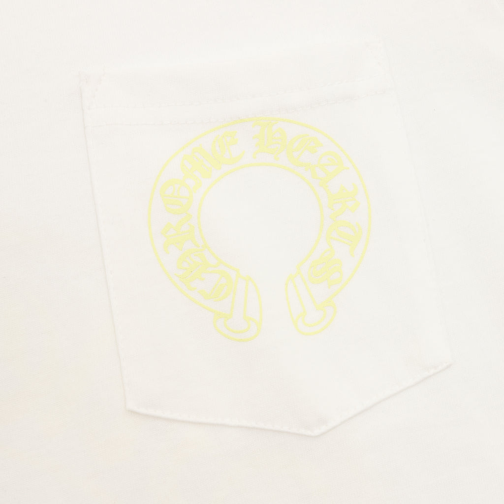 Chrome Hearts Horseshoe Logo Pocket Long-Sleeve Tee — Black, Cream Print