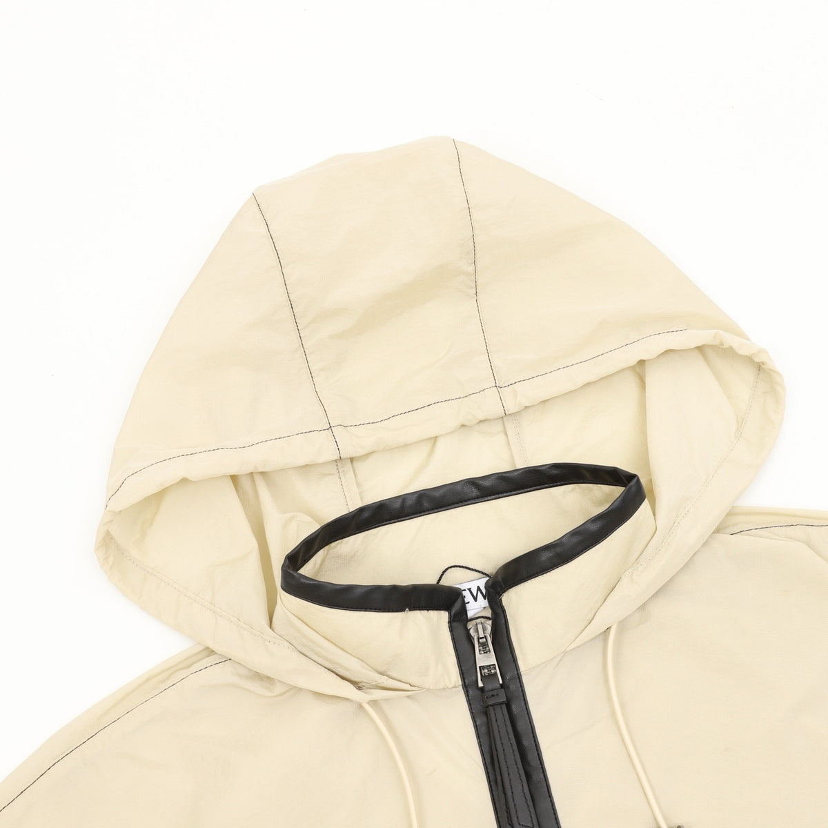 Loewe Women's Men's Cream Leather Pocket Hooded Windbreaker