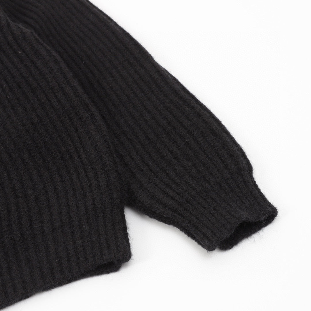 Prada Milano Logo Embroidered Chunky Rib Knit Button Cardigan