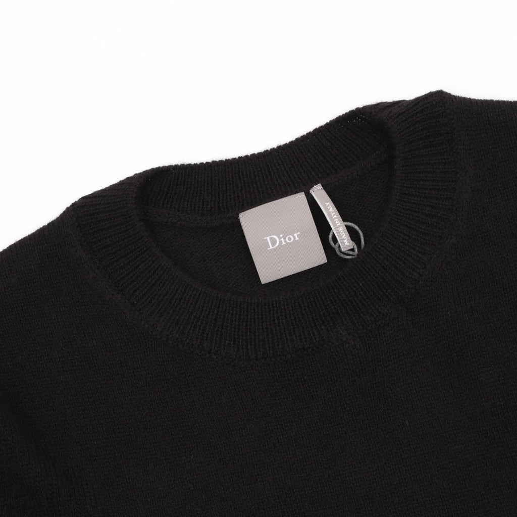 Dior Women's Men's Black Embroidered Logo Crewneck Sweater