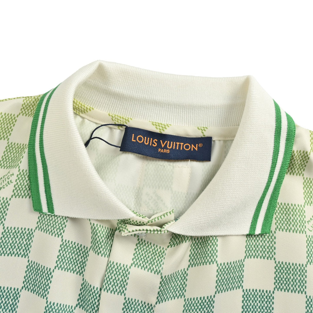 Louis Vuitton Gradient Checkerboard Print Short-Sleeve Shirt in White