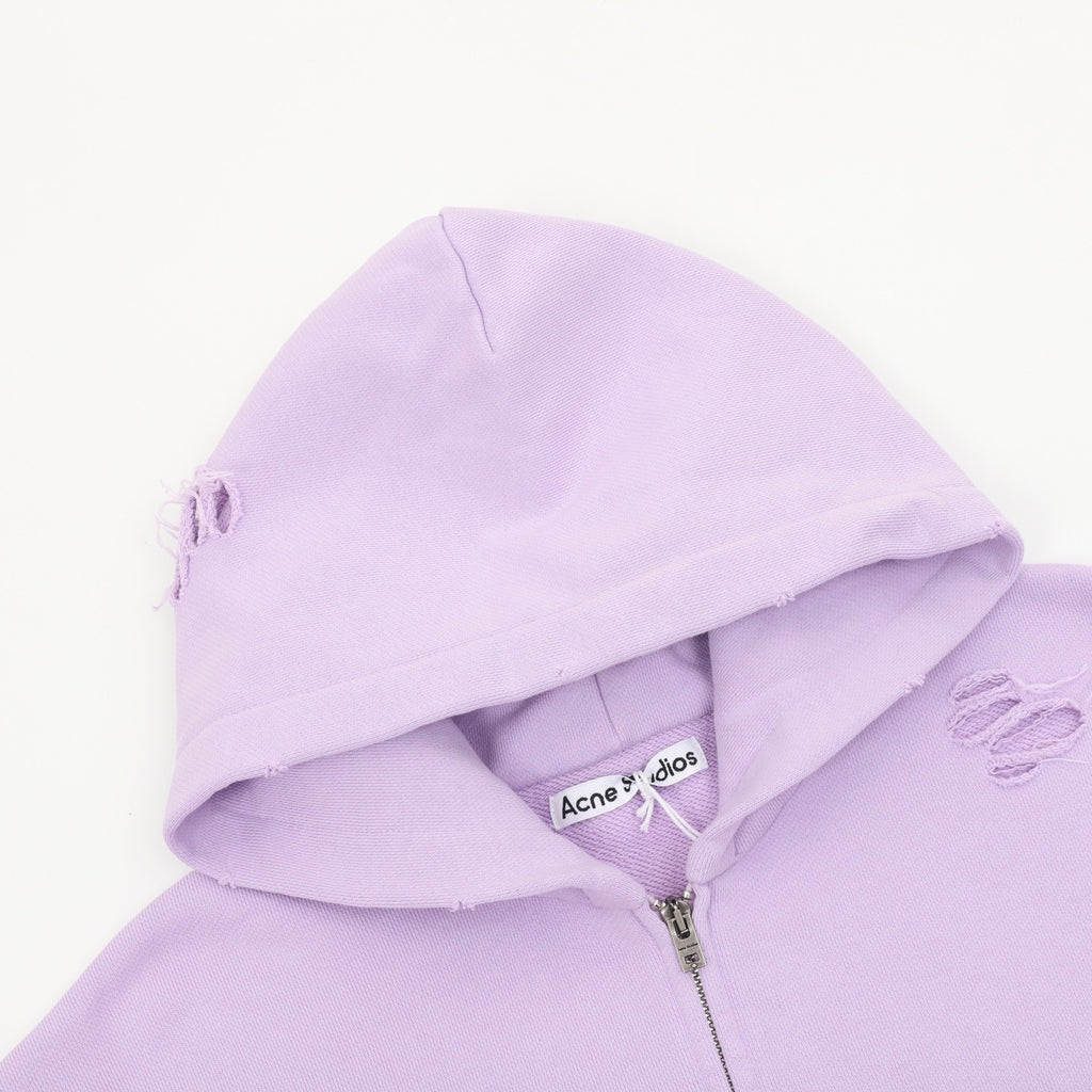Acne Studios Women's Men's Lavender Distressed Zip-Up Hoodie