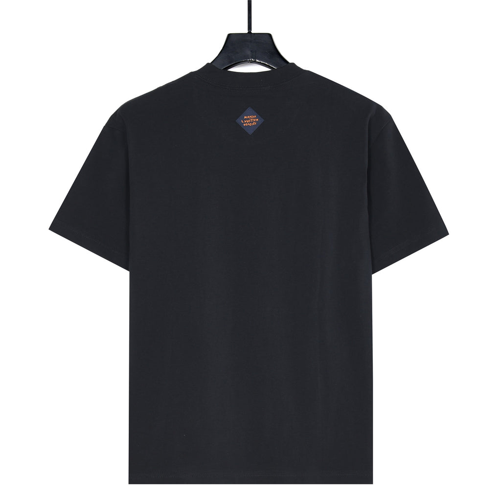 Louis Vuitton Graffiti LV Logo Print Short-Sleeve T-Shirt in Black