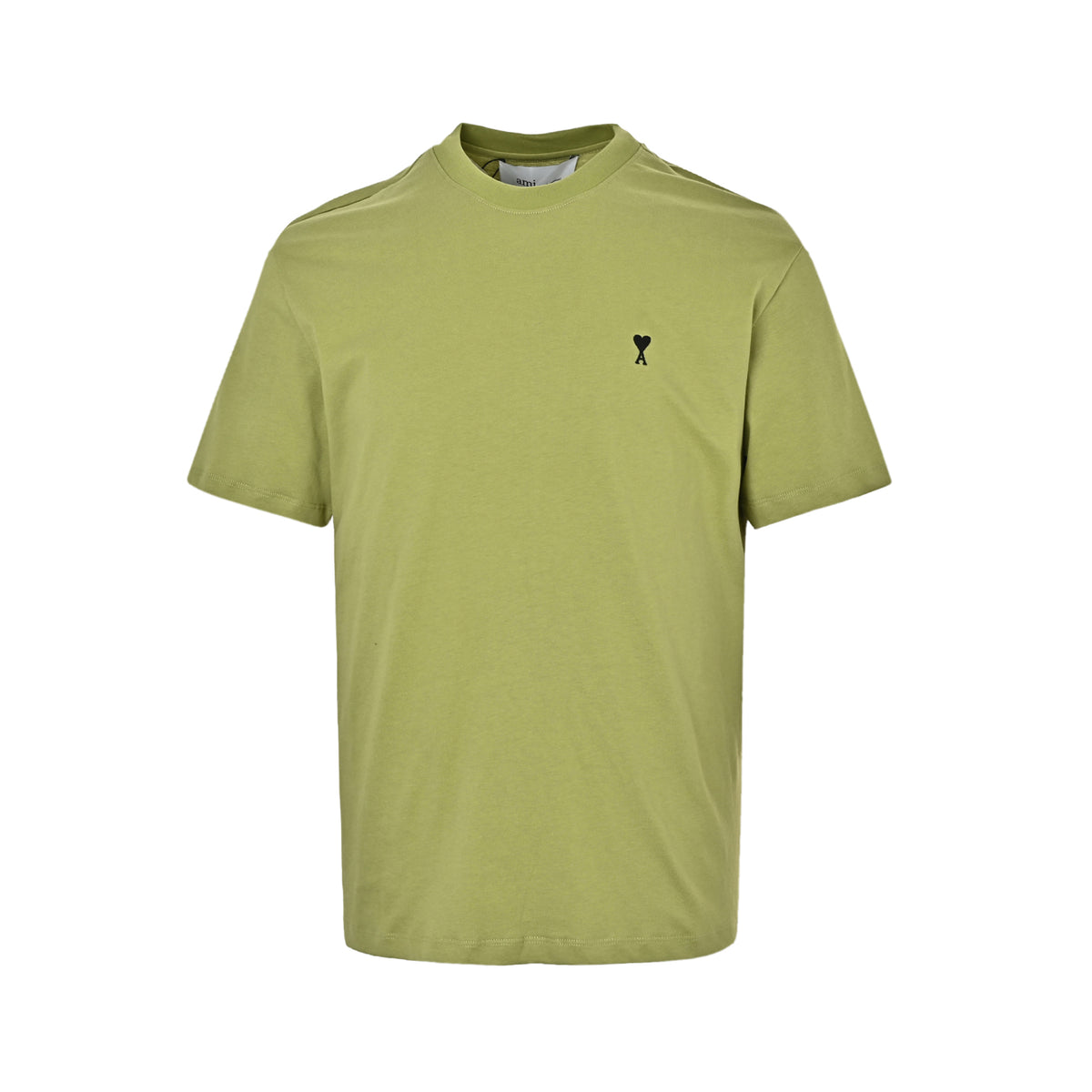 AMI Men's Green Small Black Heart Logo Short-Sleeve T-Shirt