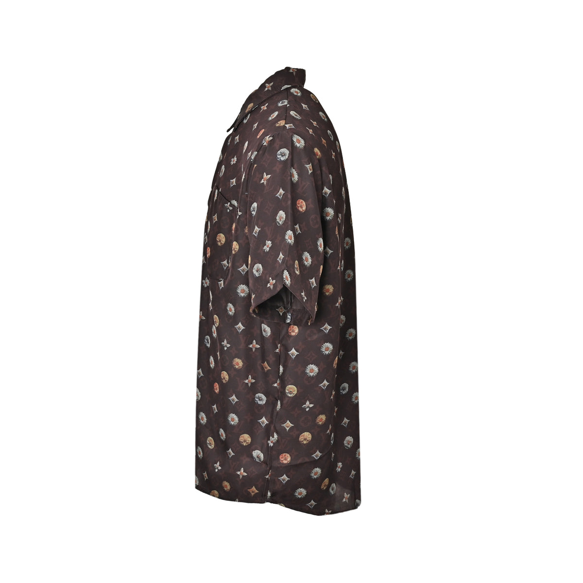 Louis Vuitton Floral Monogram Print Short-Sleeve Shirt in Brown
