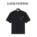 Louis Vuitton Paper Plane Embroidered Short-Sleeve T-Shirt in Black