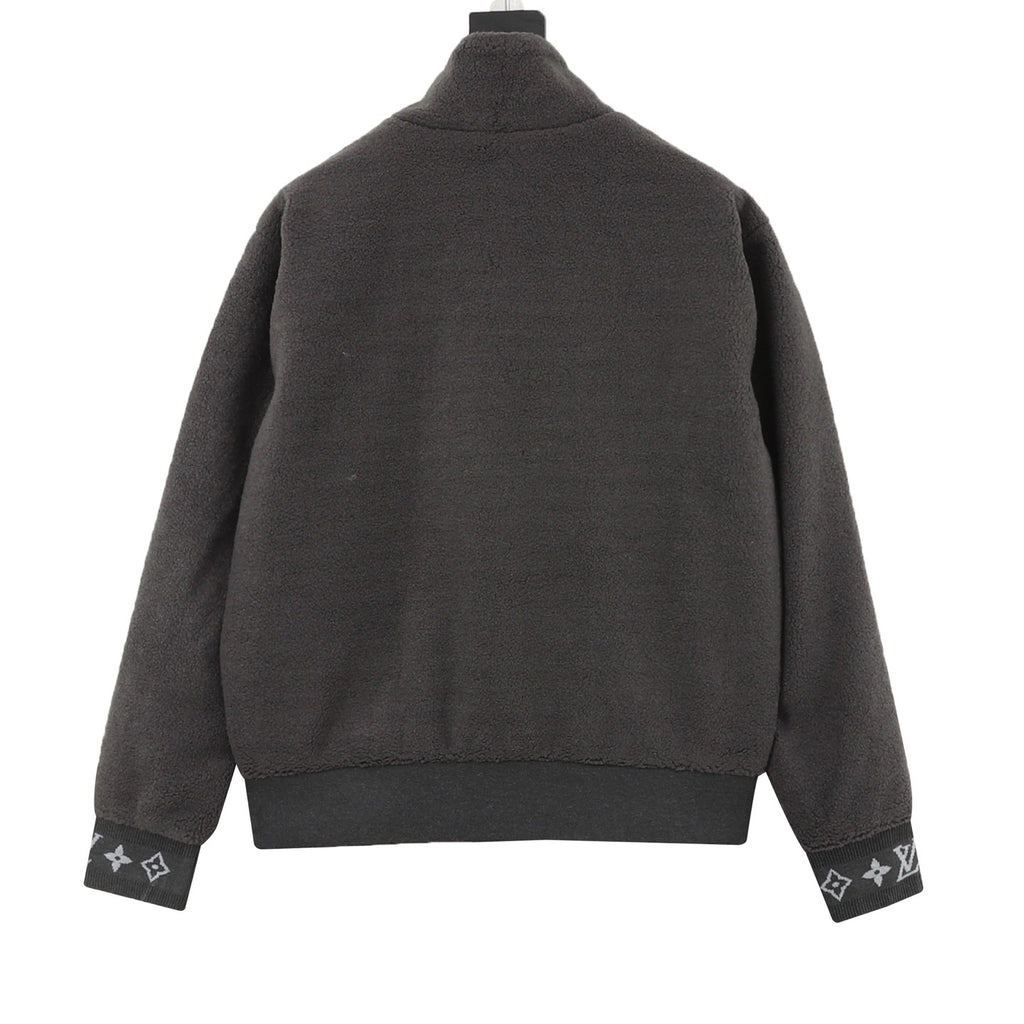 Louis Vuitton Women's & Men's Dark Grey Stand-Collar Full-Zip Fleece Jacket