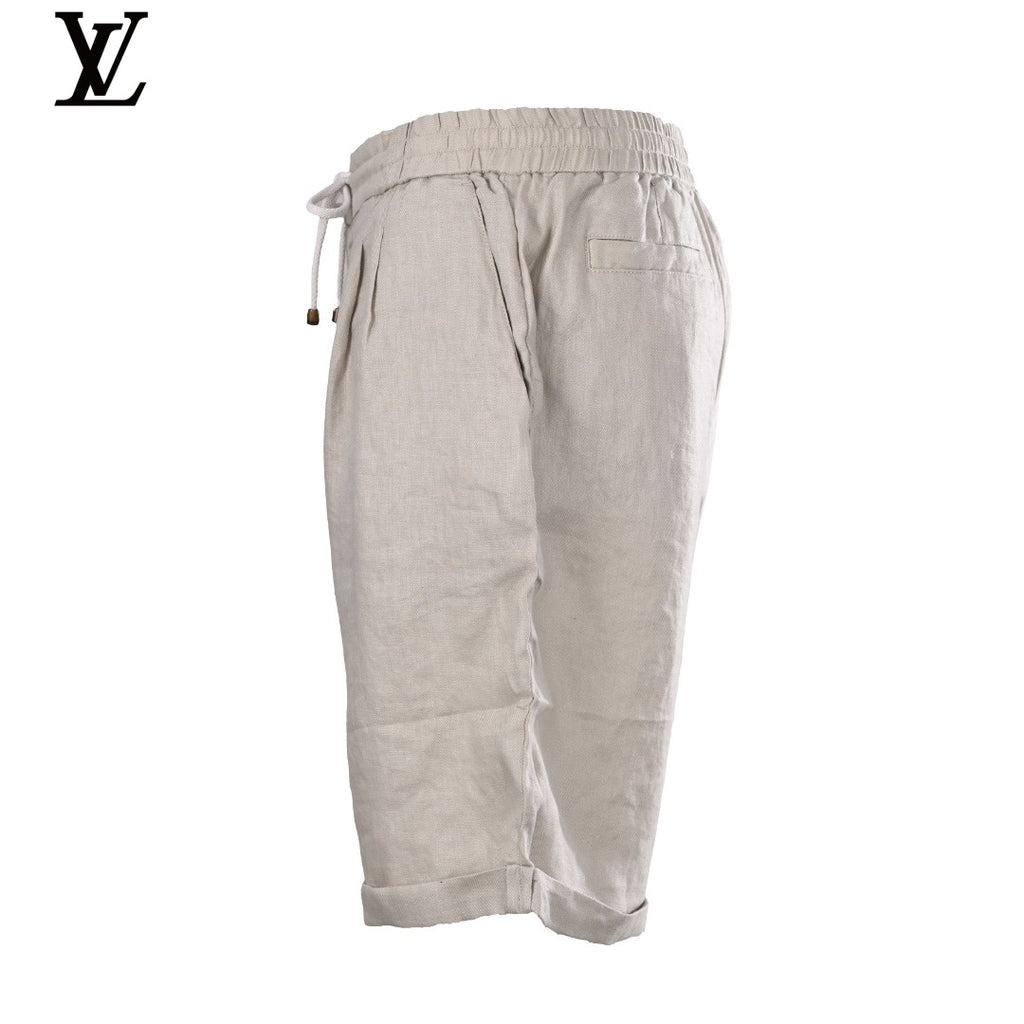 Louis Vuitton Men's Beige Linen Drawstring Shorts