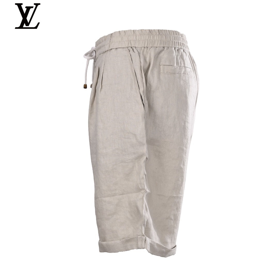 Louis Vuitton Men's Beige Linen Drawstring Shorts