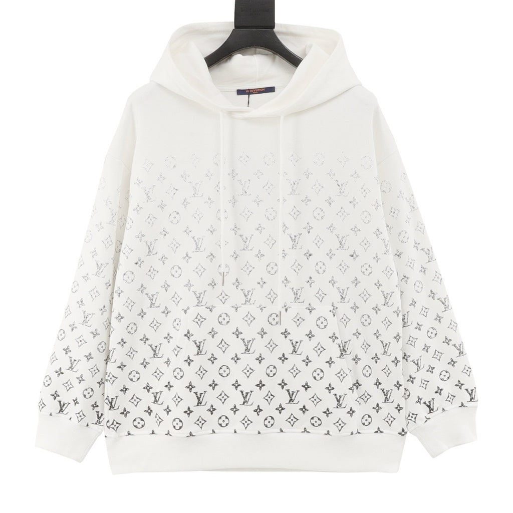 Louis Vuitton Women's Men's White Gradient Monogram Print Hoodie