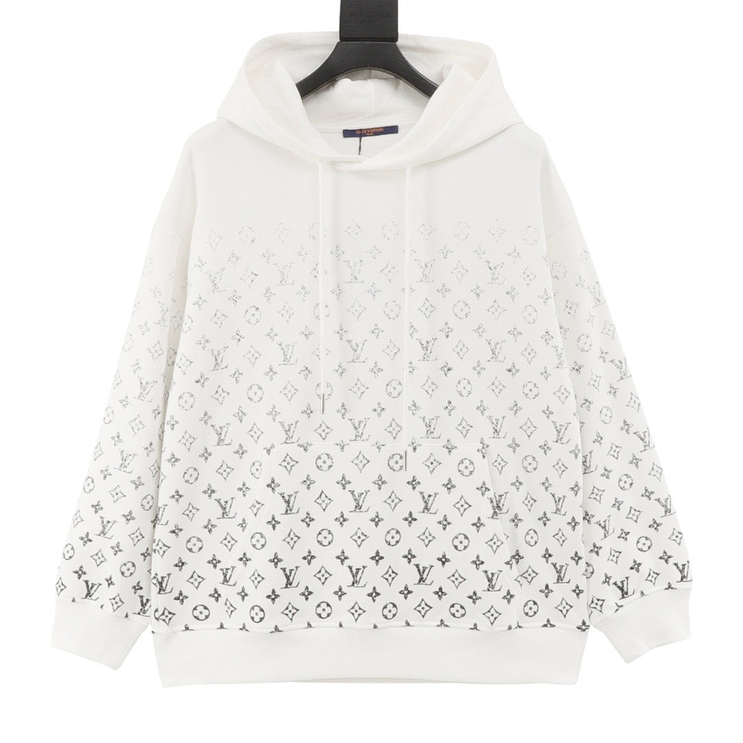 Louis Vuitton Women's Men's White Gradient Monogram Print Hoodie