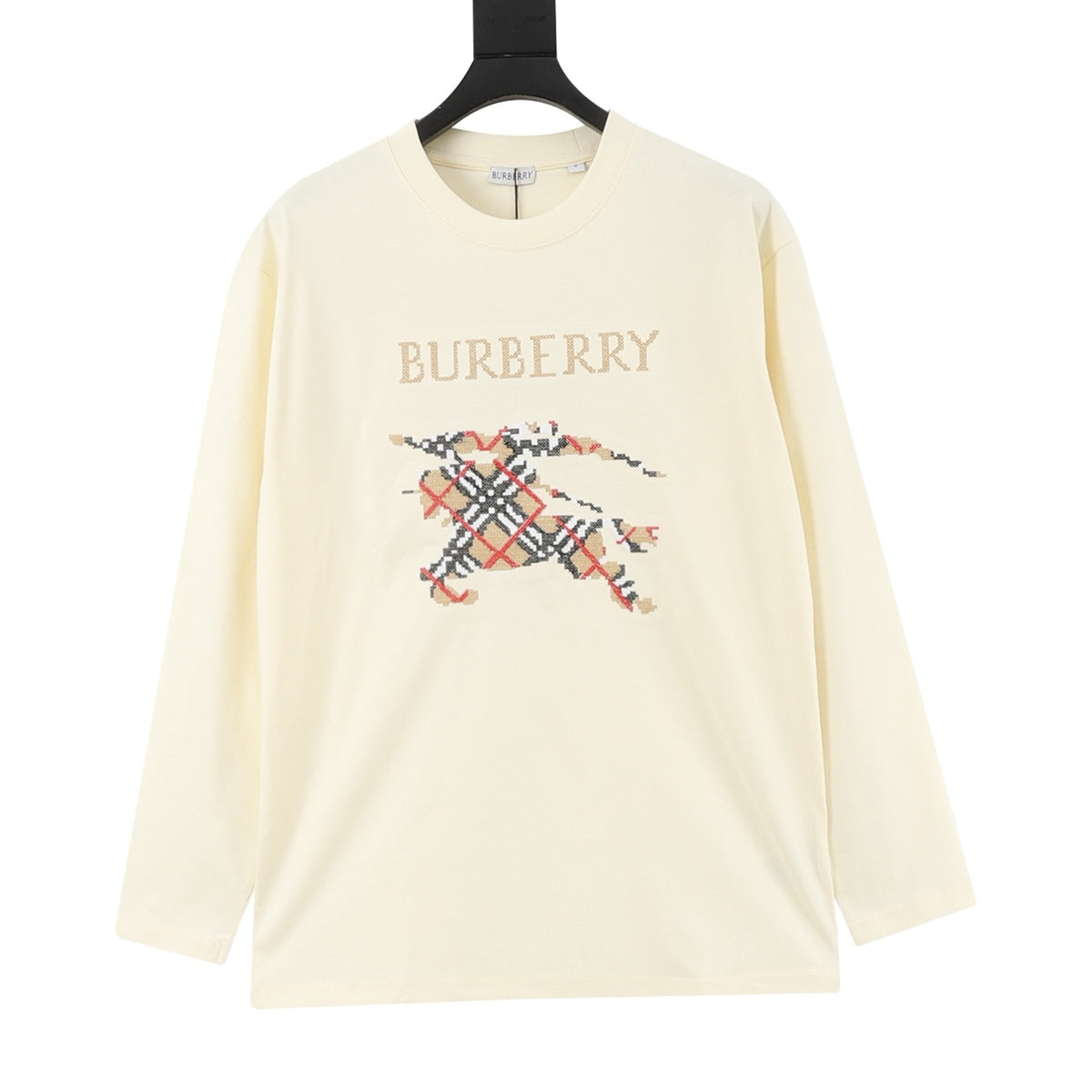 Burberry Women's & Men's Cream Equestrian Knight Long-Sleeve Tee