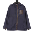 Loewe Women's Men's Navy Leather Pocket Hooded Windbreaker