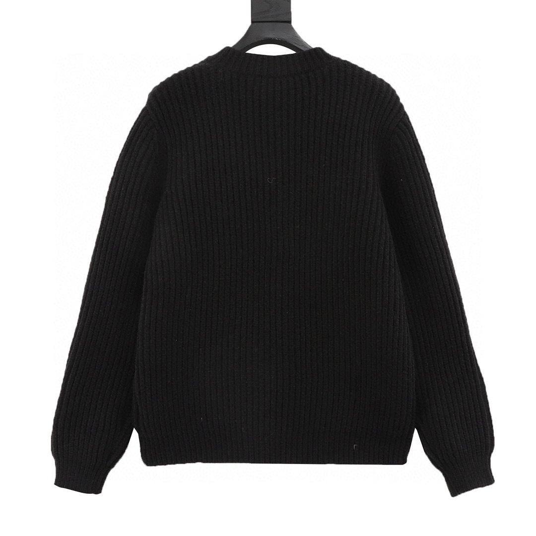 Prada Milano Logo Embroidered Chunky Rib Knit Button Cardigan