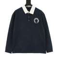 CH Long-Sleeve Polo Shirt with Cross Embroidery and Contrasting Collar