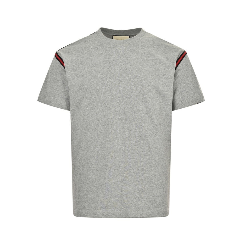 Gucci Shoulder Web Stripe Short-Sleeve T-Shirt in Grey