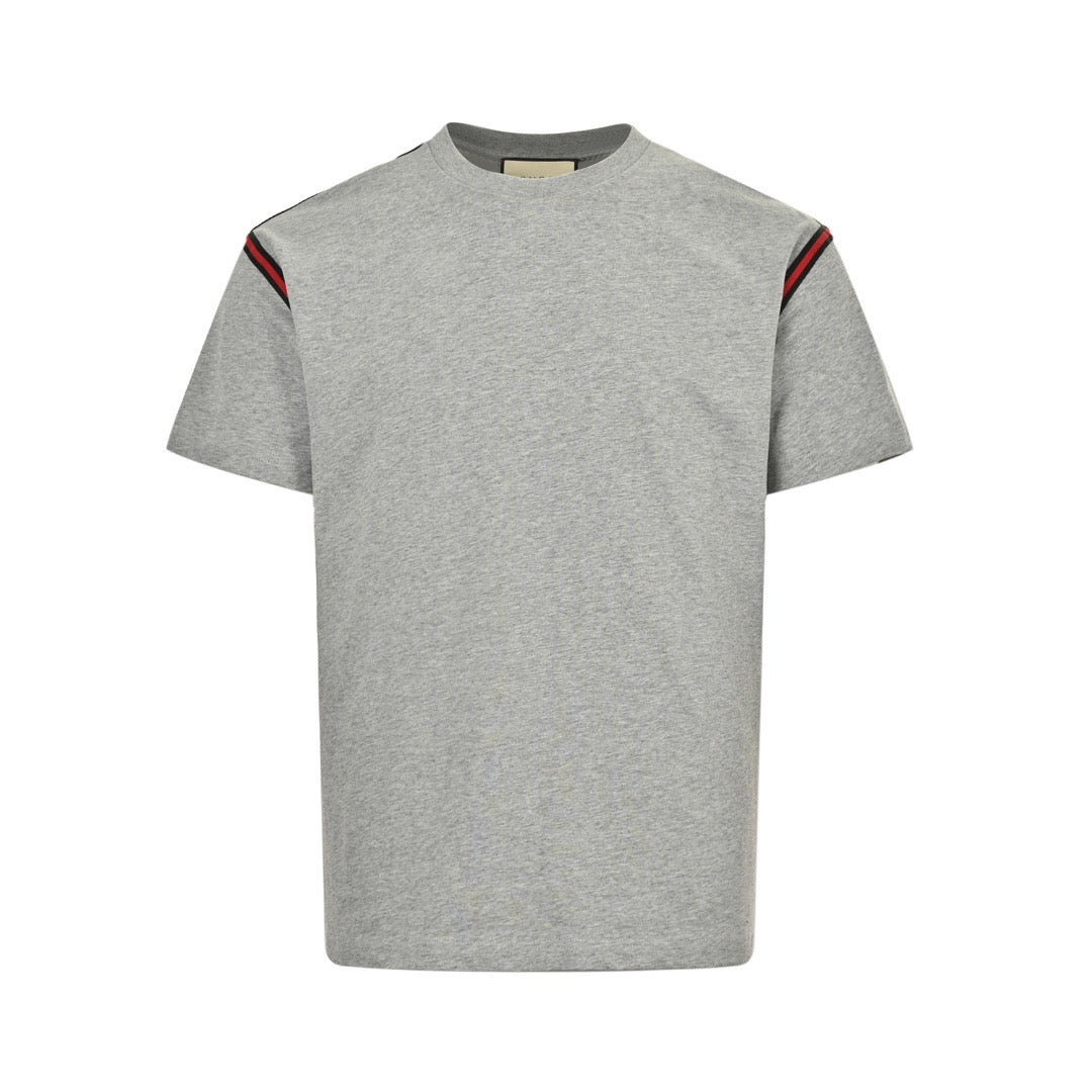 Gucci Shoulder Web Stripe Short-Sleeve T-Shirt in Grey
