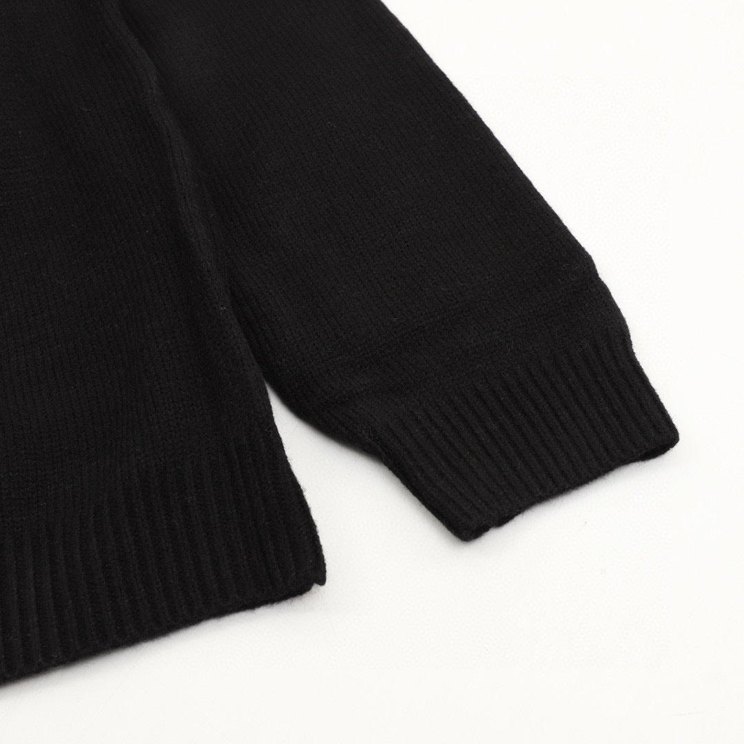 Celine Paris Back Chenille Appliqué Crew Neck Knit Sweater