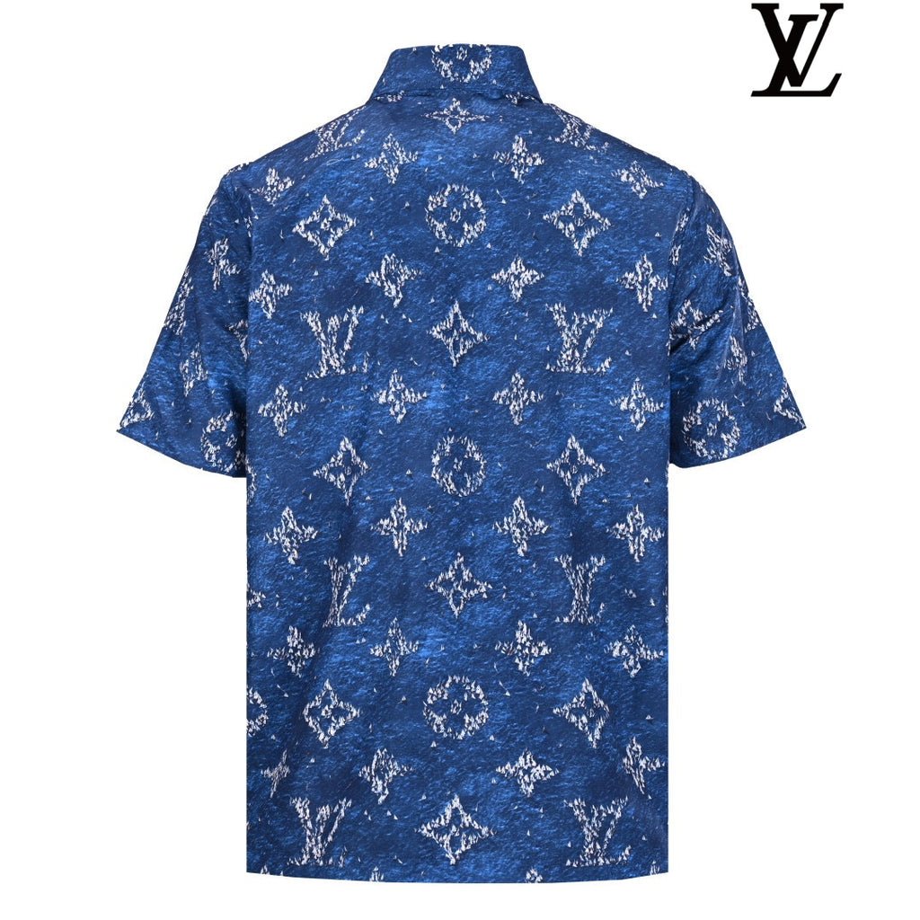 Louis Vuitton Men's Blue Monogram Short Sleeve Shirt