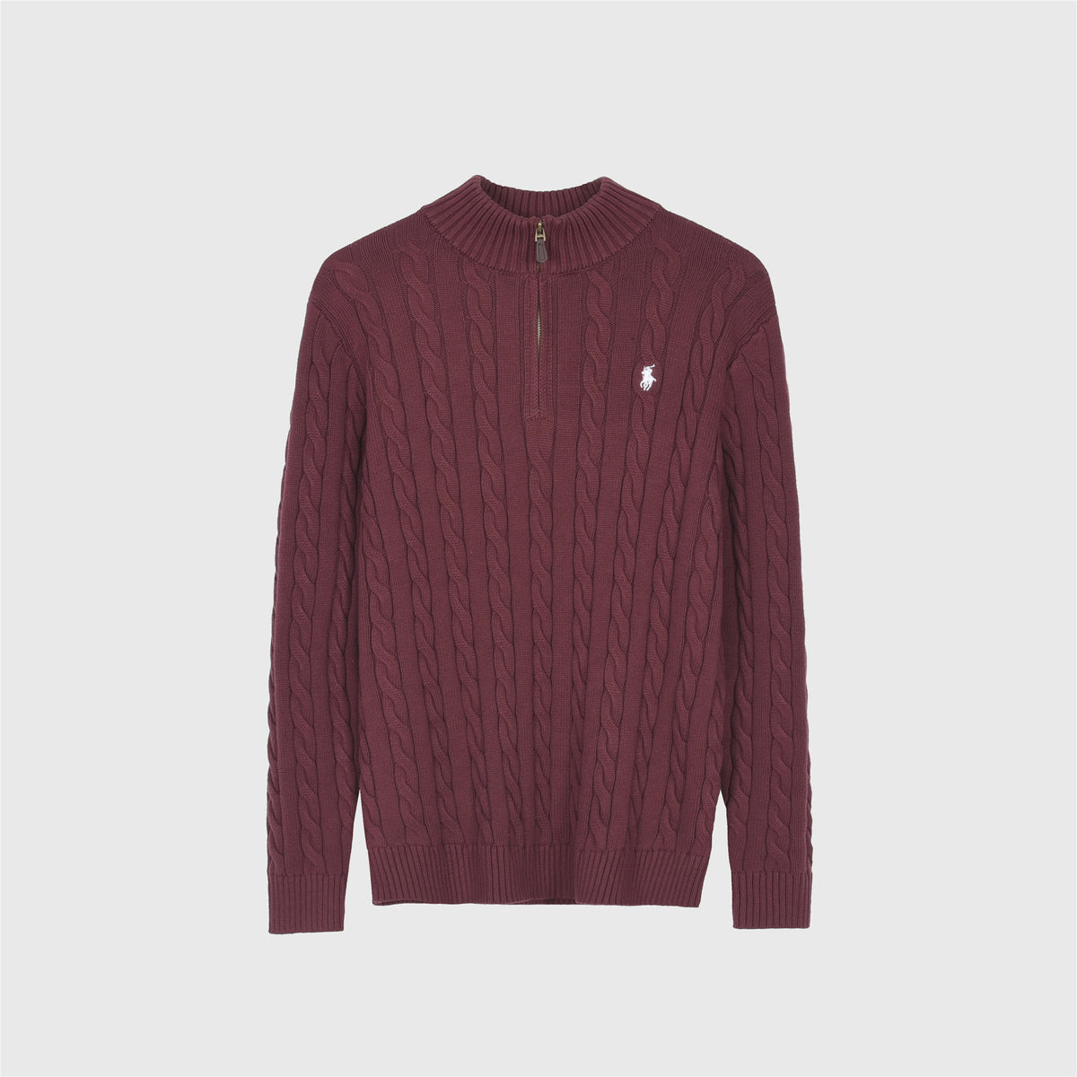 Polo Ralph Lauren Women's & Men's Burgundy Cable-Knit Half-Zip Sweater
