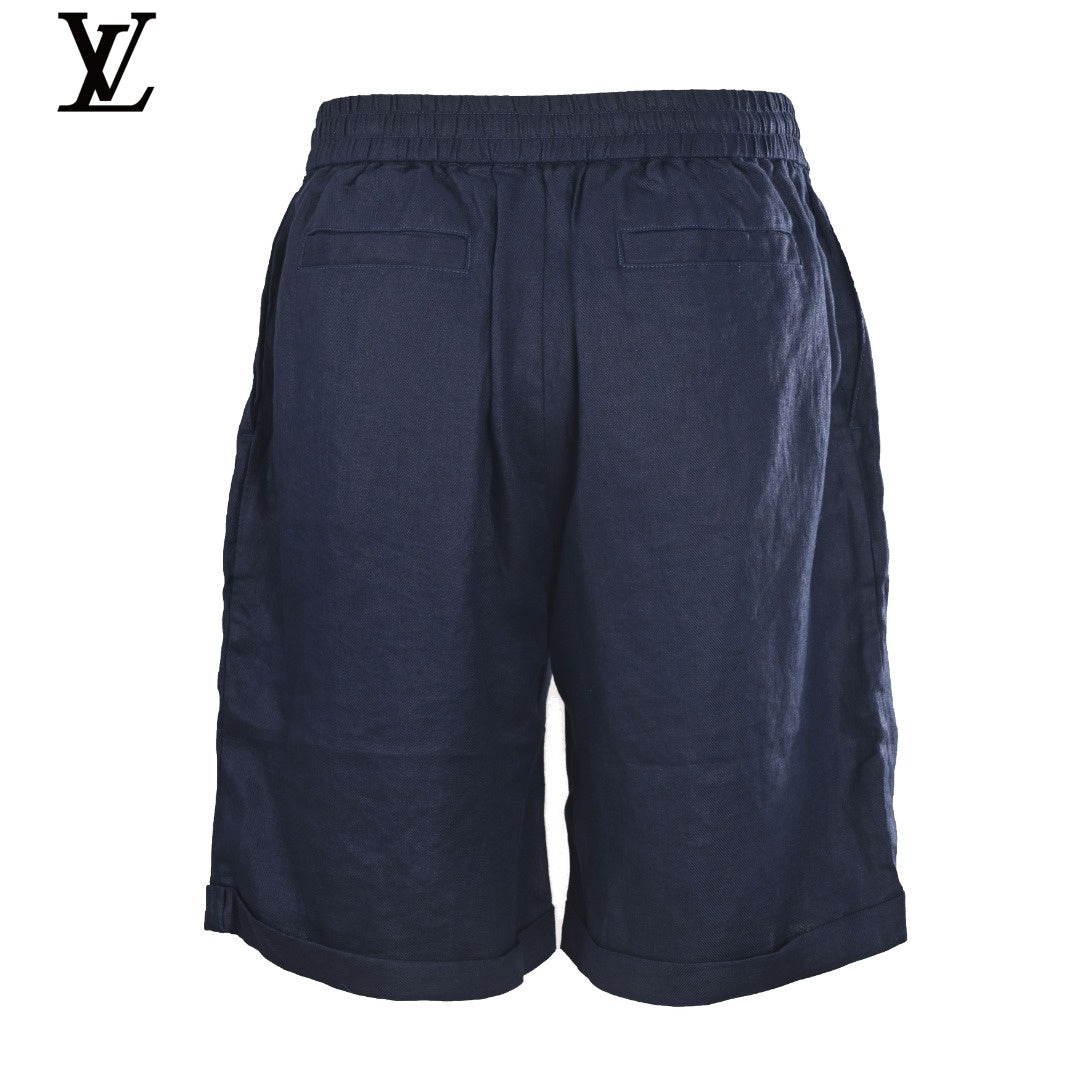 Louis Vuitton Men's Navy Linen Drawstring Shorts