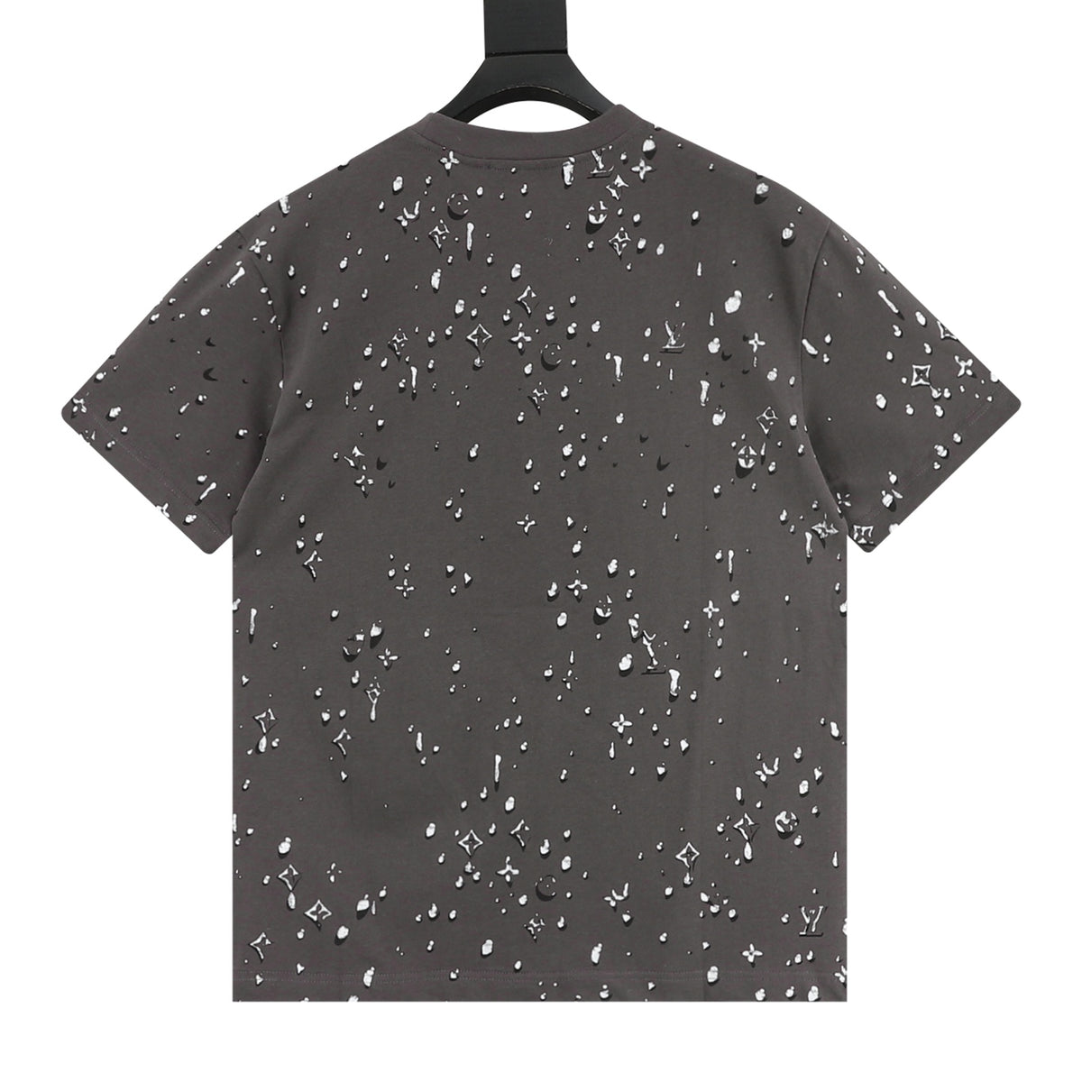 Louis Vuitton Water Drop Monogram Print Short-Sleeve T-Shirt in Grey