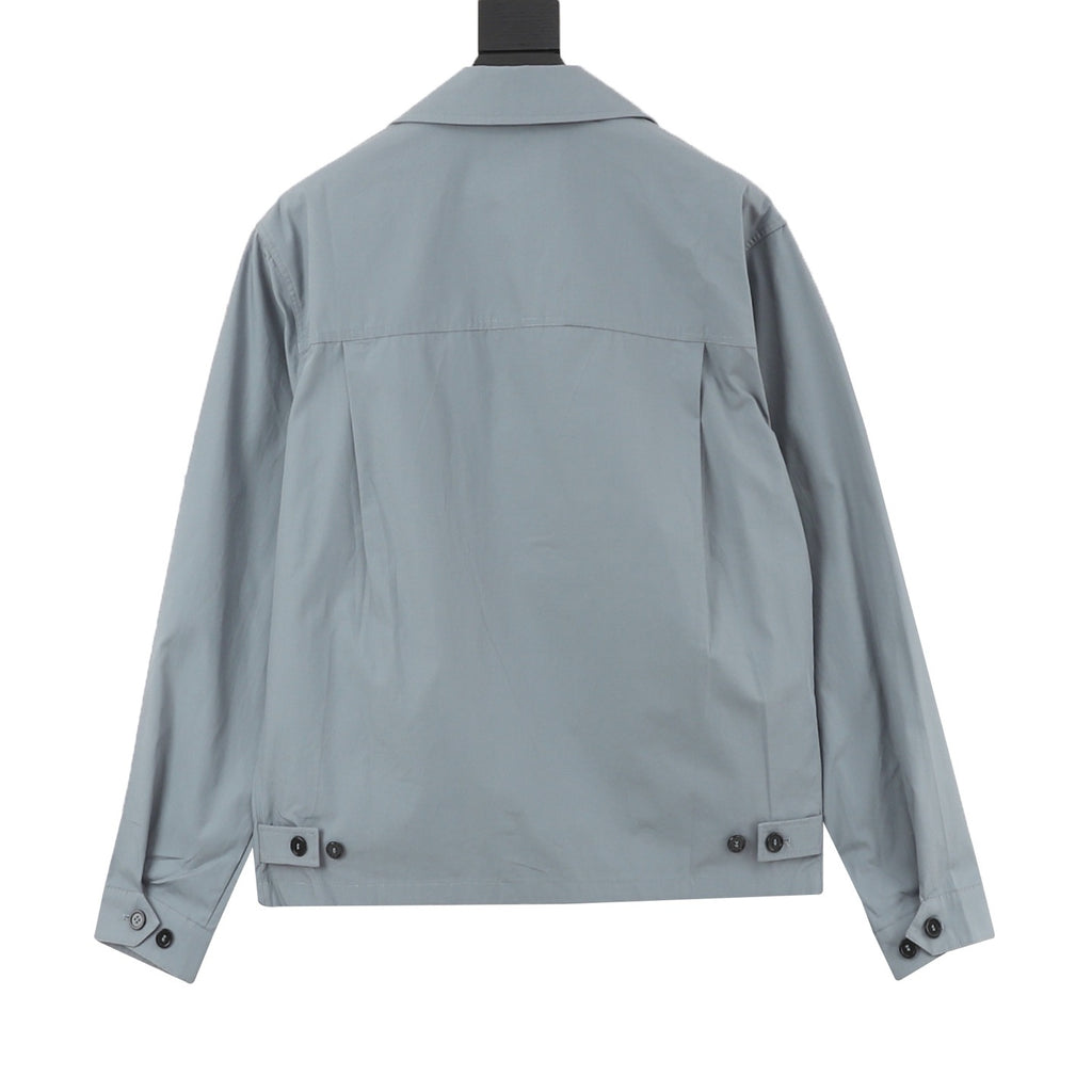 Women's Men's Navy Stand-Collar Zip-Up Bomber Jacket