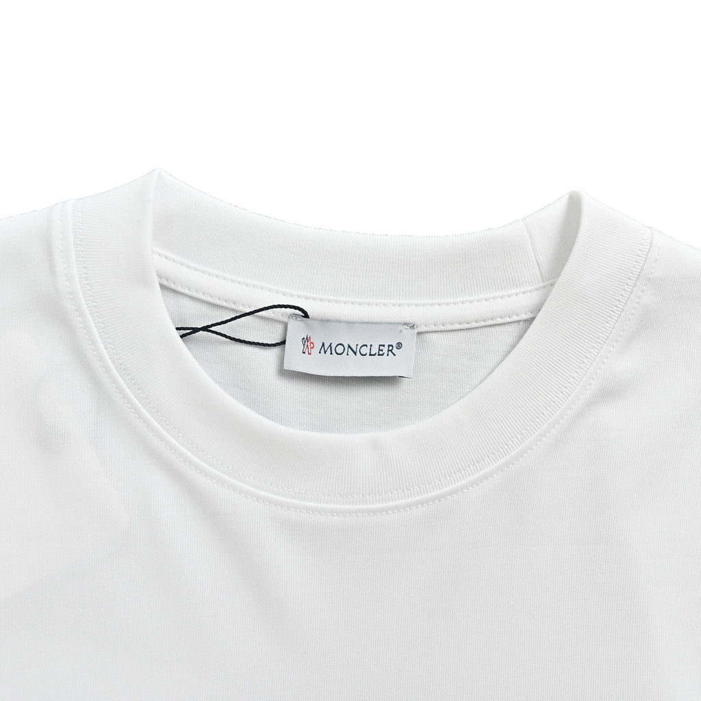 Moncler Embroidered Logo Short-Sleeve T-Shirt in White