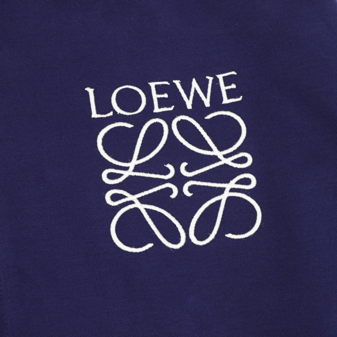 Loewe Anagram Logo Embroidered Contrast Sleeve Zip-Up Hoodie