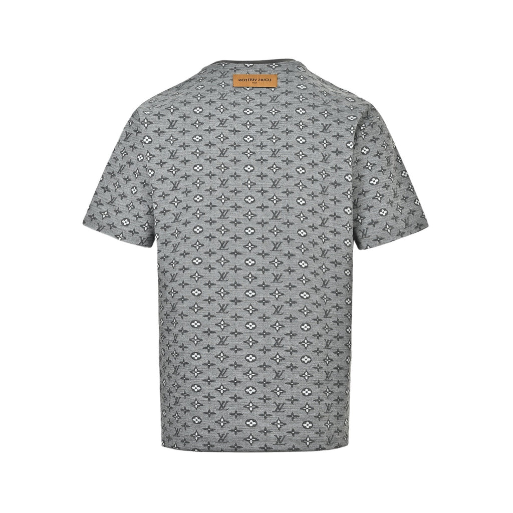 Louis Vuitton All-Over Monogram Print Short-Sleeve T-Shirt in Grey
