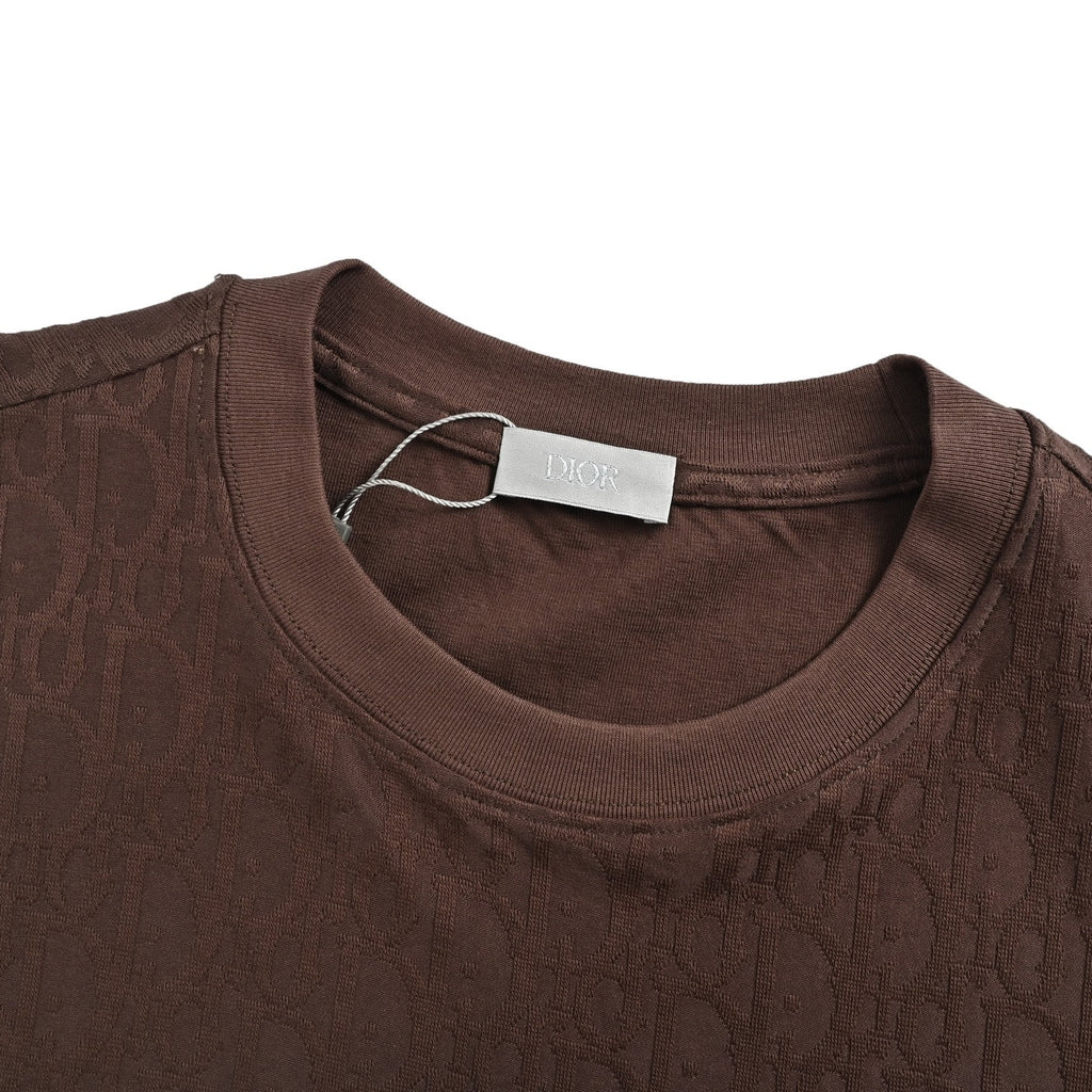 Dior All-Over Oblique Jacquard Short-Sleeve T-Shirt in Brown